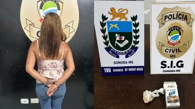 Imagem da notícia Suspeita de ligação com o Comando Vermelho é presa com crack durante ação policial em Sonora